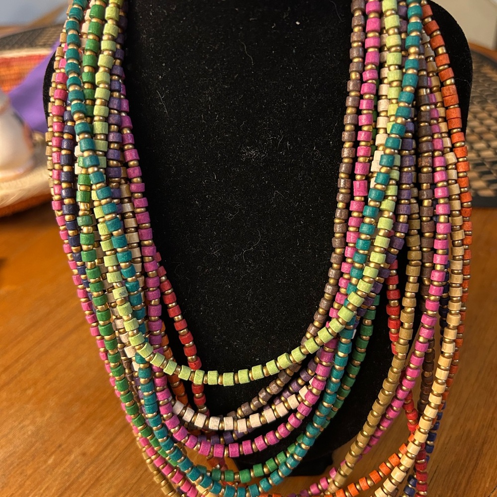 Chico’s Multicolor Wood Beaded Necklace
